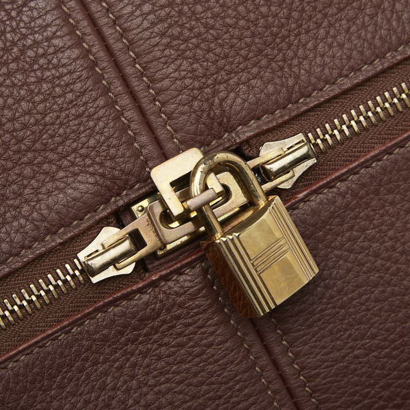 エルメス ヴィクトリア50 ハンドバッグ ボストンバッグ ベージュ ブラウン トワルアッシュ トリヨンクレマンス レディース HERMES 【中古】