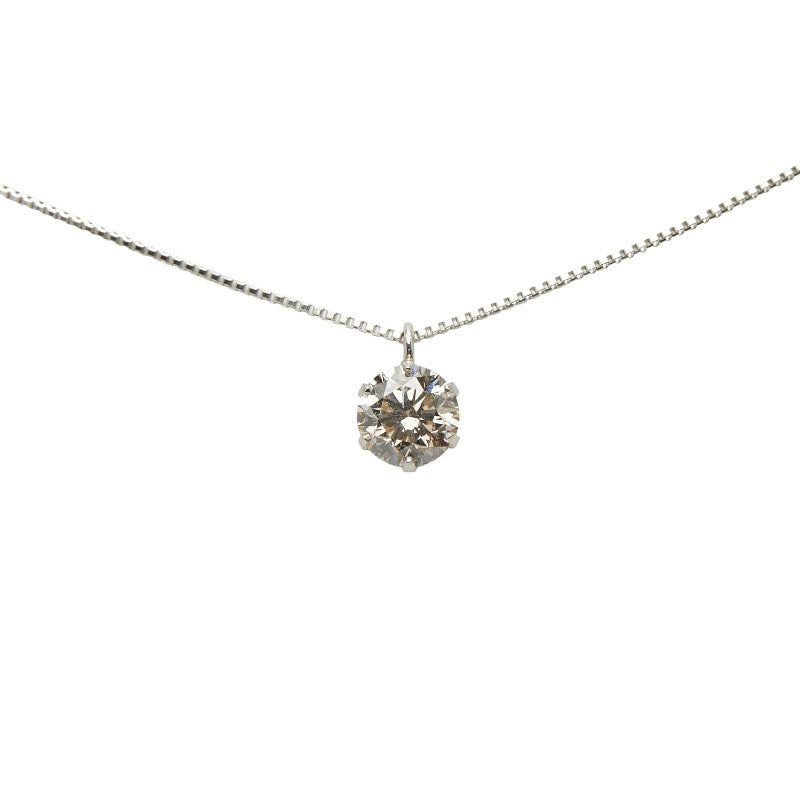 Pt900 プラチナ Pt850 プラチナ ダイヤ0.50ct 1P プチペンダントネックレス レディース 【中古】