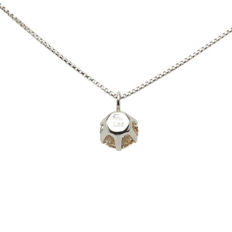 Pt900 プラチナ Pt850 プラチナ ダイヤ0.50ct 1P プチペンダントネックレス レディース 【中古】
