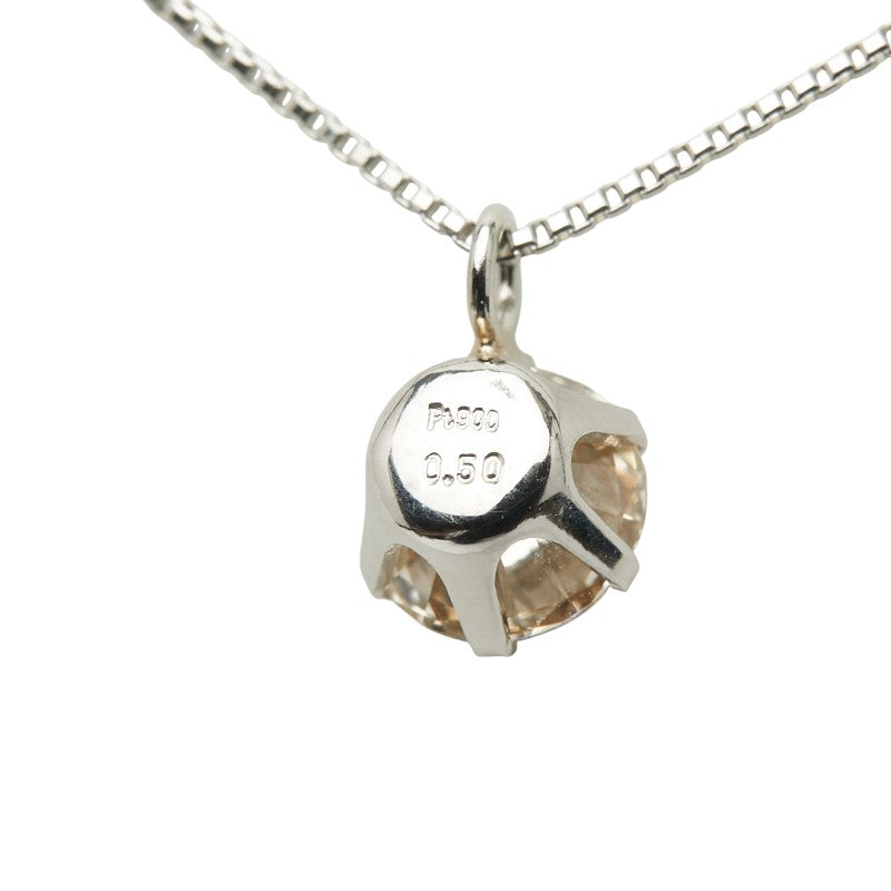 Pt900 プラチナ Pt850 プラチナ ダイヤ0.50ct 1P プチペンダントネックレス レディース 【中古】