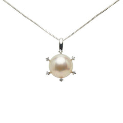 タサキ K18WG ホワイトゴールド マベパール約13.5mm ダイヤ0.08ct ペンダントネックレス レディース TASAKI 【中古】