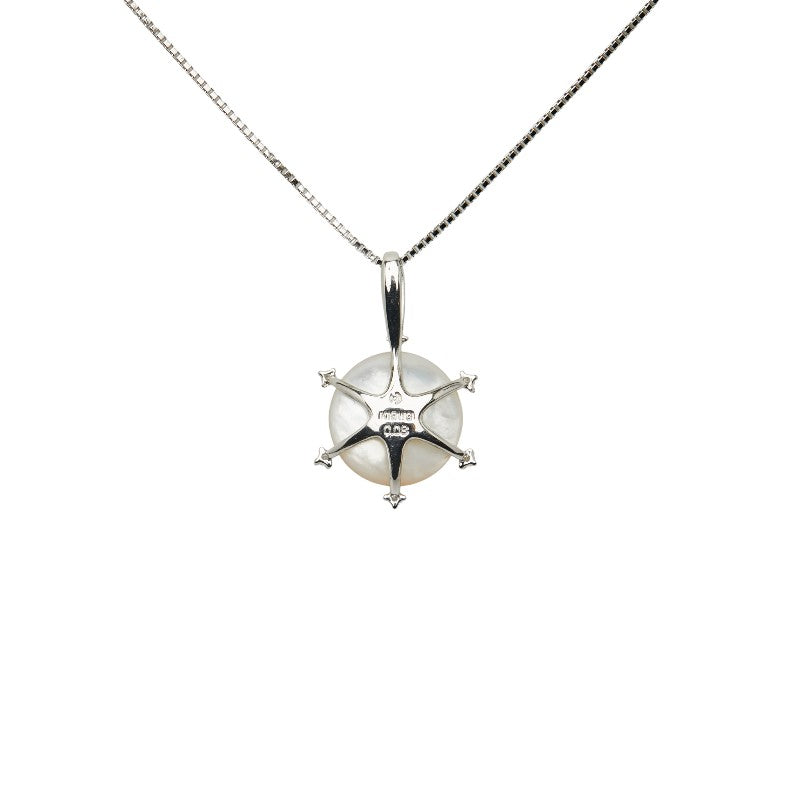 タサキ K18WG ホワイトゴールド マベパール約13.5mm ダイヤ0.08ct ペンダントネックレス レディース TASAKI 【中古】