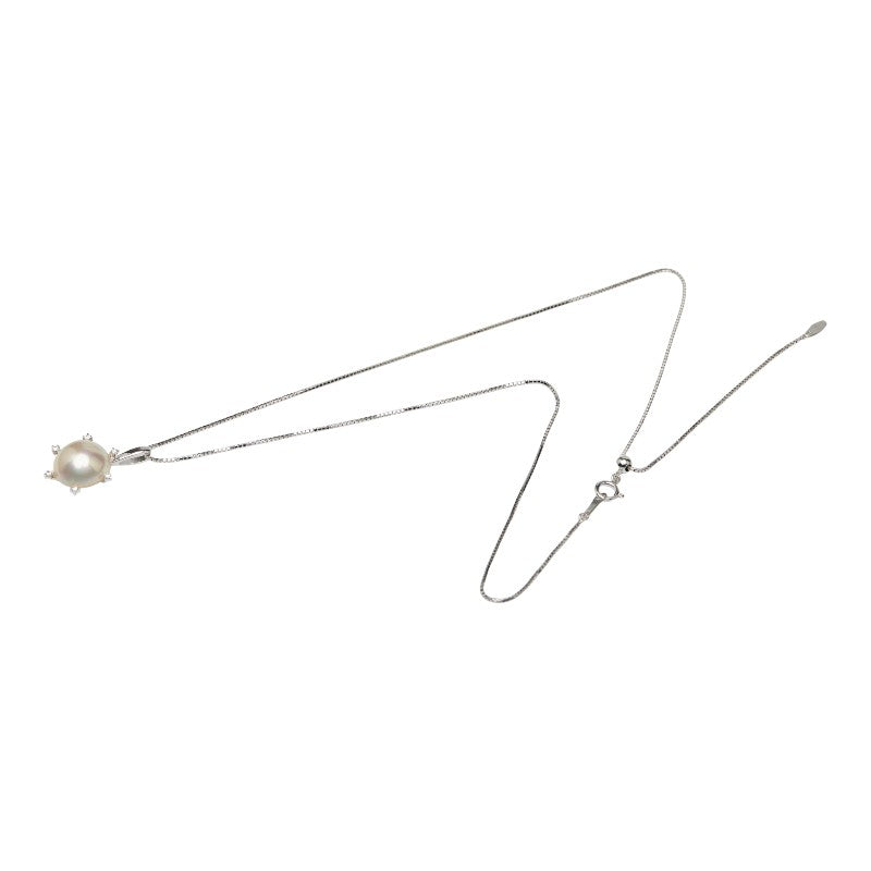 タサキ K18WG ホワイトゴールド マベパール約13.5mm ダイヤ0.08ct ペンダントネックレス レディース TASAKI 【中古】