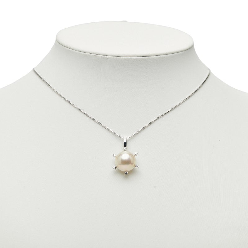タサキ K18WG ホワイトゴールド マベパール約13.5mm ダイヤ0.08ct ペンダントネックレス レディース TASAKI 【中古】