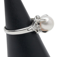 Pt900 プラチナ アコヤパール9.1mm ダイヤ0.10ct リング 指輪 レディース 12号 【中古】