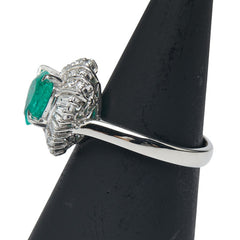 Pt900 プラチナ エメラルド1.12ct ダイヤ0.39ct リング 指輪 レディース 12号 【中古】