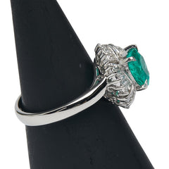Pt900 プラチナ エメラルド1.12ct ダイヤ0.39ct リング 指輪 レディース 12号 【中古】