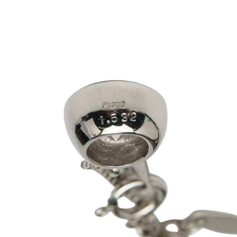 Pt900 プラチナ Pt850 プラチナ ダイヤ1.532ct ソリティア プチペンダントネックレス レディース 【中古】