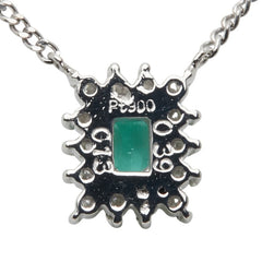 Pt900 プラチナ Pt850 プラチナ エメラルド0.395ct ダイヤ0.13ct ペンダントネックレス レディース 【中古】