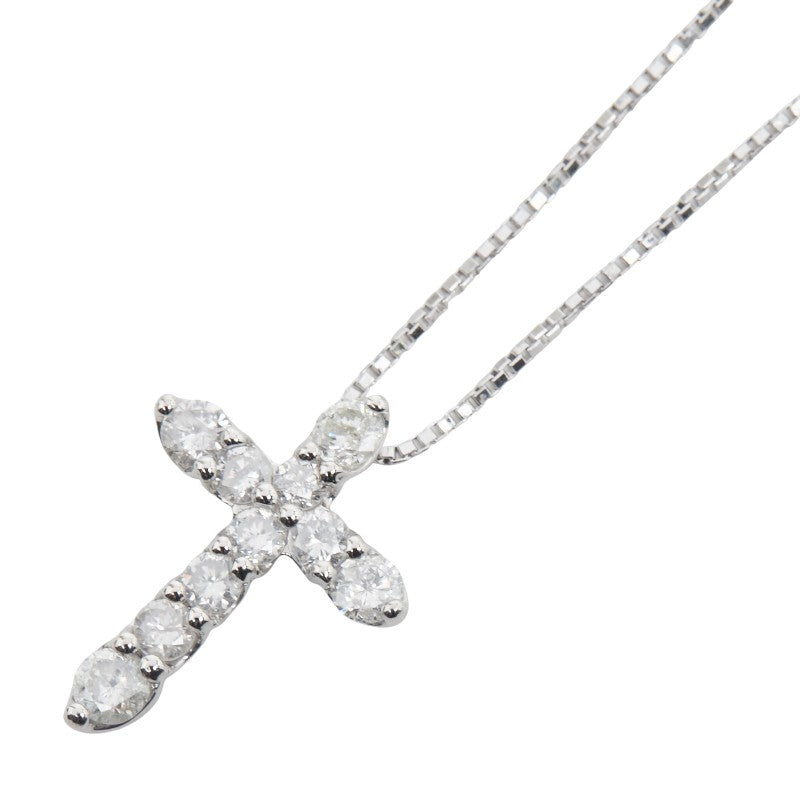 Pt900 プラチナ Pt850 プラチナ ダイヤ1.00ct クロス 十字架 モチーフ ペンダントネックレス レディース 【中古】