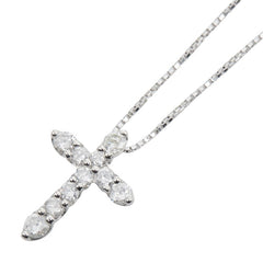 Pt900 プラチナ Pt850 プラチナ ダイヤ1.00ct クロス 十字架 モチーフ ペンダントネックレス レディース 【中古】