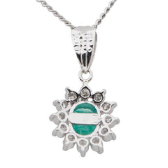 Pt850 プラチナ エメラルド0.54ct ダイヤ0.19ct ペンダントネックレス レディース 【中古】