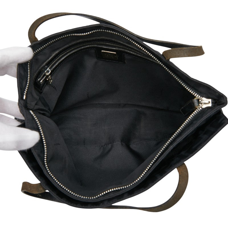 フェンディ ズッカ ハンドバッグ 15786 ブラック ナイロン レザー レディース FENDI 【中古】