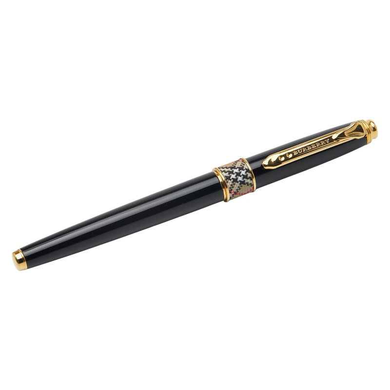バーバリー ノバチェック ボールペン ブラック ゴールド メッキ レディース BURBERRY 【中古】