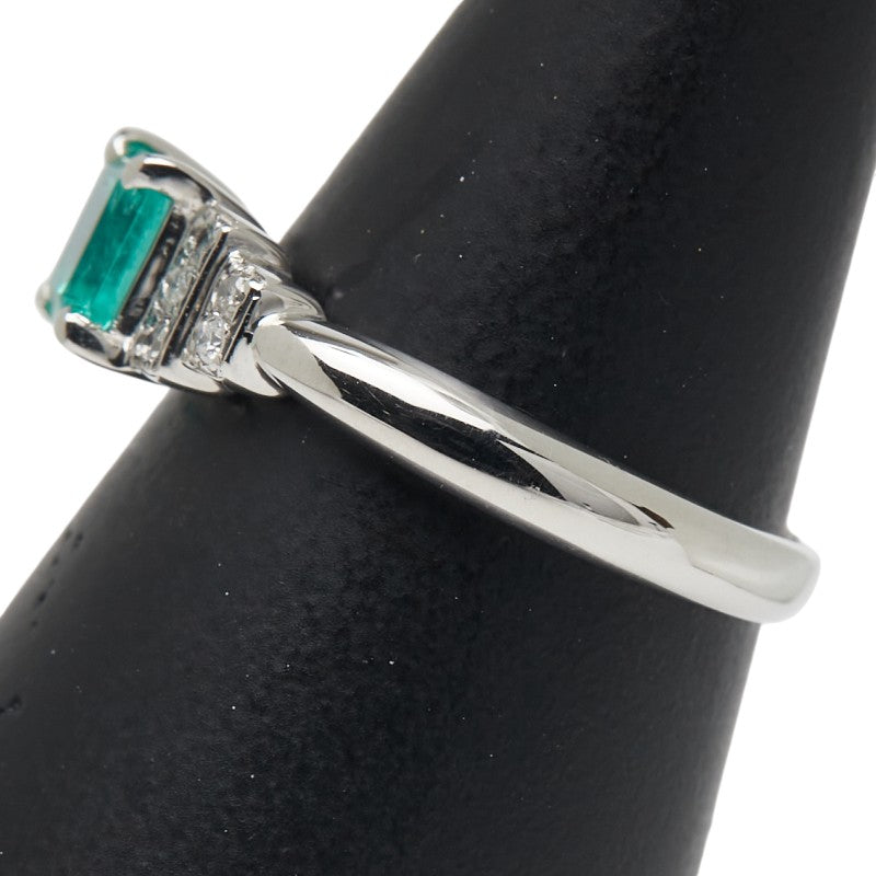 Pt900 プラチナ エメラルド0.60ct ダイヤ0.10ct リング 指輪 レディース 12号 【中古】
