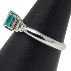 Pt900 プラチナ エメラルド0.60ct ダイヤ0.10ct リング 指輪 レディース 12号 【中古】