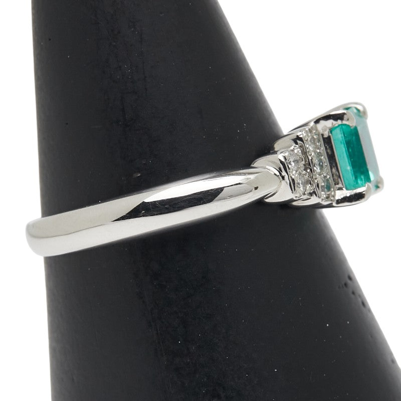 Pt900 プラチナ エメラルド0.60ct ダイヤ0.10ct リング 指輪 レディース 12号 【中古】