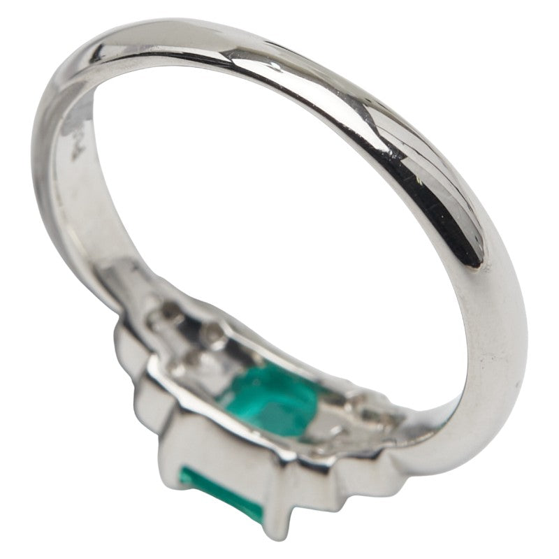 Pt900 プラチナ エメラルド0.60ct ダイヤ0.10ct リング 指輪 レディース 12号 【中古】