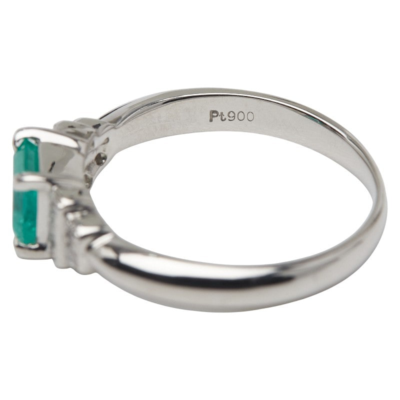Pt900 プラチナ エメラルド0.60ct ダイヤ0.10ct リング 指輪 レディース 12号 【中古】