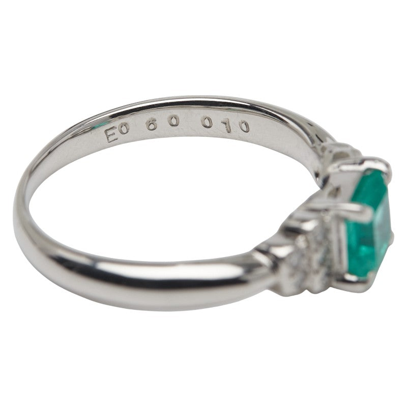 Pt900 プラチナ エメラルド0.60ct ダイヤ0.10ct リング 指輪 レディース 12号 【中古】