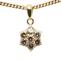 K18YG イエローゴールド ダイヤ0.50ct 花 フラワー モチーフ ネックレス レディース 【中古】