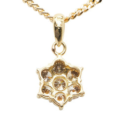 K18YG イエローゴールド ダイヤ0.50ct 花 フラワー モチーフ ネックレス レディース 【中古】