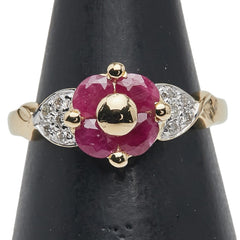 K18YG イエローゴールド ルビー0.80ct ダイヤ0.12ct リング 指輪 レディース 10.5号 【中古】