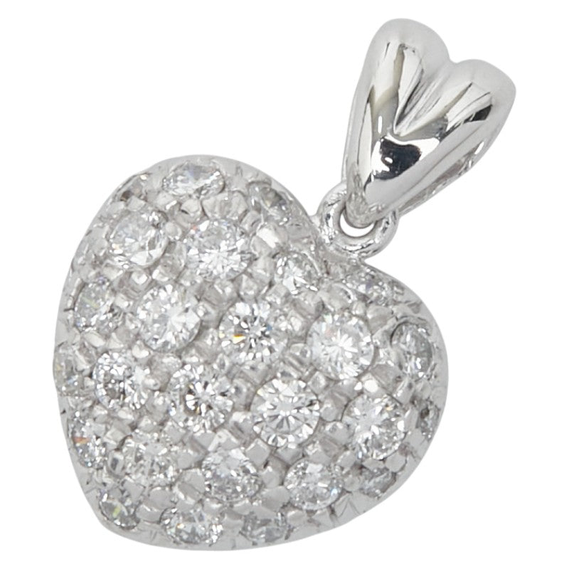 K18WG ホワイトゴールド ダイヤ0.50ct ハート モチーフ ペンダントトップ レディース 【中古】