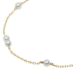 ミキモト K18YG イエローゴールド アコヤパール3.9mm ベビーパール チェーン ブレスレット レディース MIKIMOTO 【中古】
