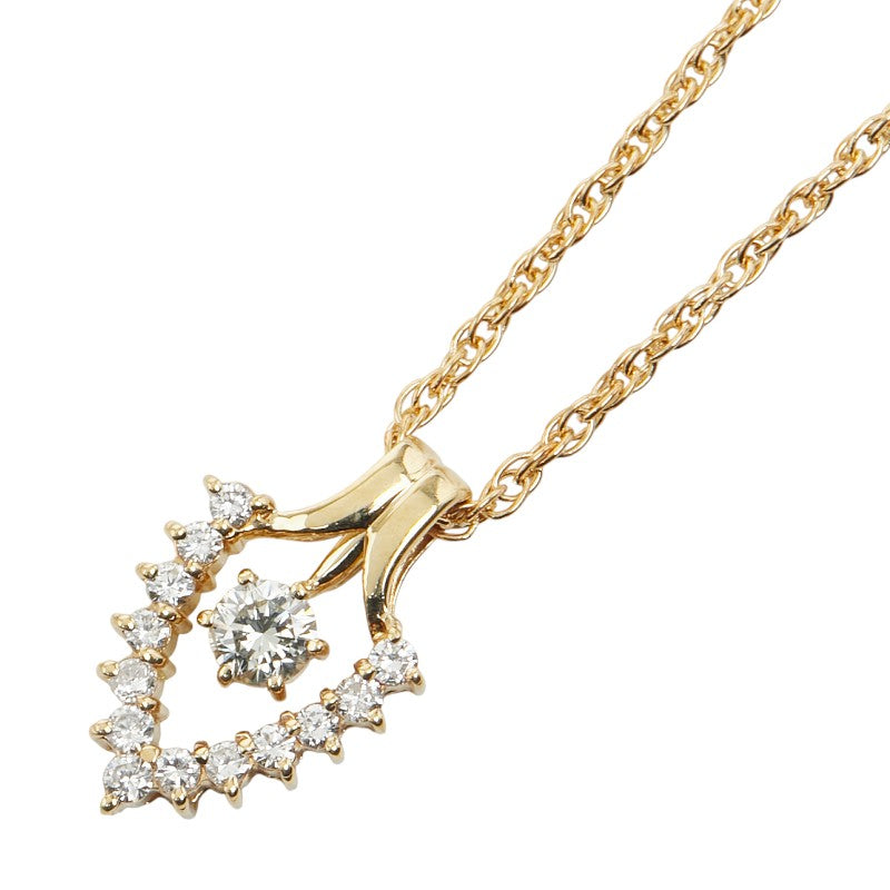 K18YG イエローゴールド ダイヤ0.24ct ダイヤ0.26ct ペンダントネックレス レディース 【中古】