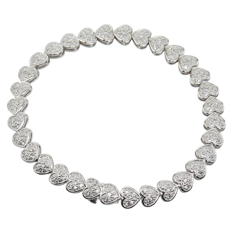 Pt900 プラチナ ダイヤ1.34ct ハート モチーフ ブレスレット レディース 【中古】