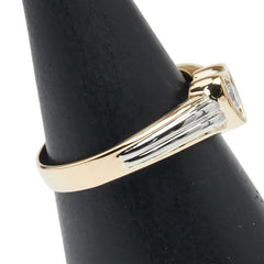 Pt900 プラチナ K18YG イエローゴールド コンビ ダイヤ0.18ct 1P ハート モチーフ リング 指輪 レディース 10.5号 【中古】