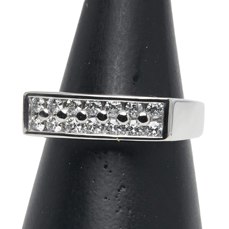 Pt900 プラチナ ダイヤ0.46ct 一文字 リング 指輪 メンズ 16号 【中古】