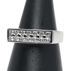 Pt900 プラチナ ダイヤ0.46ct 一文字 リング 指輪 メンズ 16号 【中古】