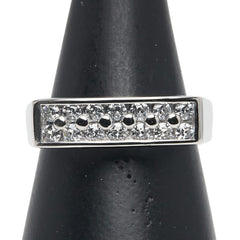 Pt900 プラチナ ダイヤ0.46ct 一文字 リング 指輪 メンズ 16号 【中古】