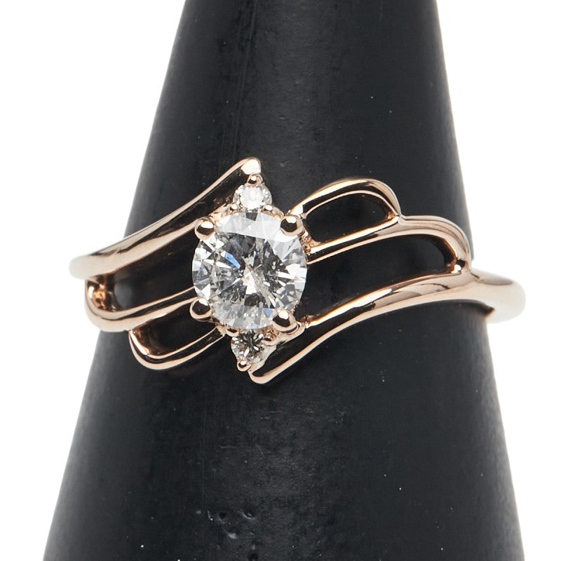 K18PG ピンクゴールド ダイヤ0.37ct ダイヤ0.04ct リング 指輪 レディース 10.5号 【中古】