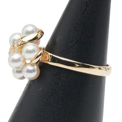 K18YG イエローゴールド アコヤパール4～4.5mm ダイヤ0.05ct リング 指輪 レディース 10.5号 【中古】