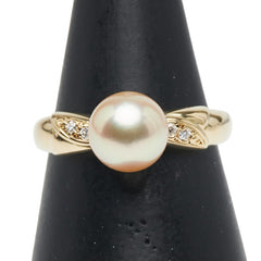 K18YG イエローゴールド アコヤパール7.5mm ダイヤ0.03ct リング 指輪 レディース 10.5号 【中古】
