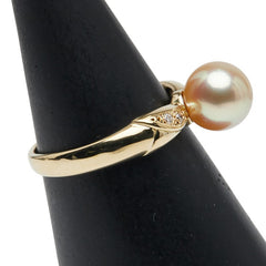K18YG イエローゴールド アコヤパール7.5mm ダイヤ0.03ct リング 指輪 レディース 10.5号 【中古】