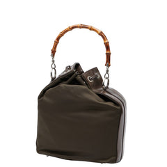 グッチ バンブー ハンドバッグ ショルダーバッグ 2WAY 001 3754 1657 ブラウン ナイロン パテントレザー レディース GUCCI 【中古】