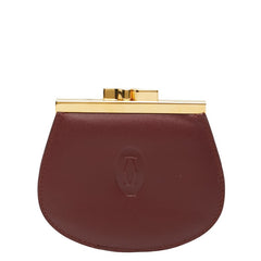 カルティエ コインケース 小銭入れ ワインレッド ボルドー レザー レディース CARTIER 【中古】