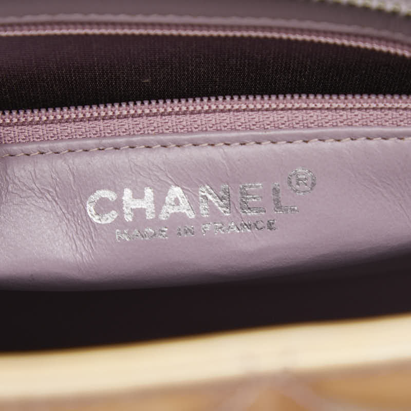 シャネル 復刻トート ココマーク トートバッグ ベージュ パープル エナメル レザー レディース CHANEL 【中古】