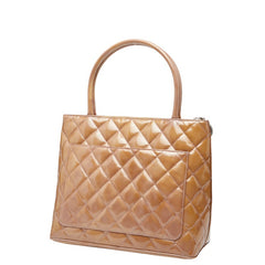 シャネル 復刻トート ココマーク トートバッグ ベージュ パープル エナメル レザー レディース CHANEL 【中古】