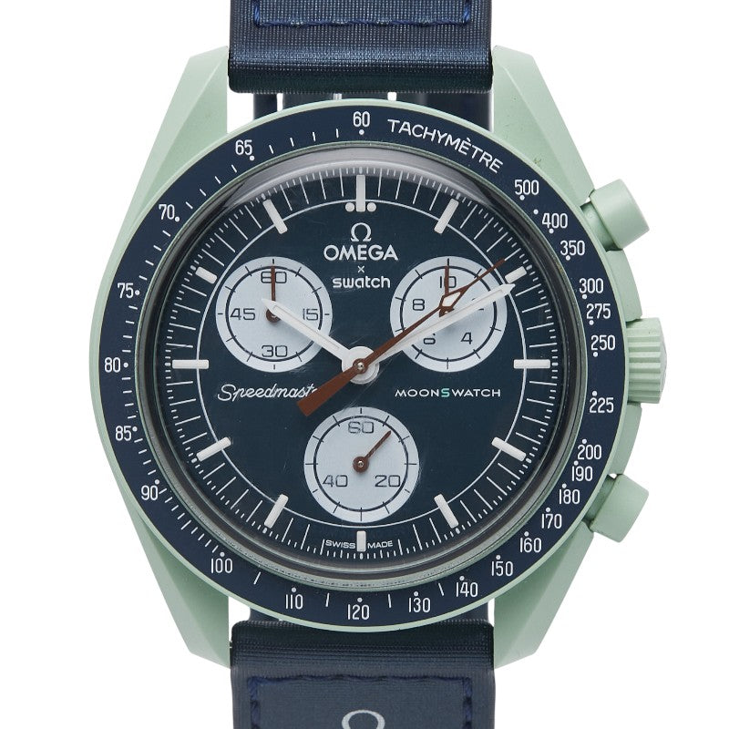 オメガ ×スウォッチ ムーンスウォッチ MISSION ON EARTH 腕時計 SO33G100 クオーツ ネイビー文字盤 セラミック ナイロン メンズ OMEGA 【中古】