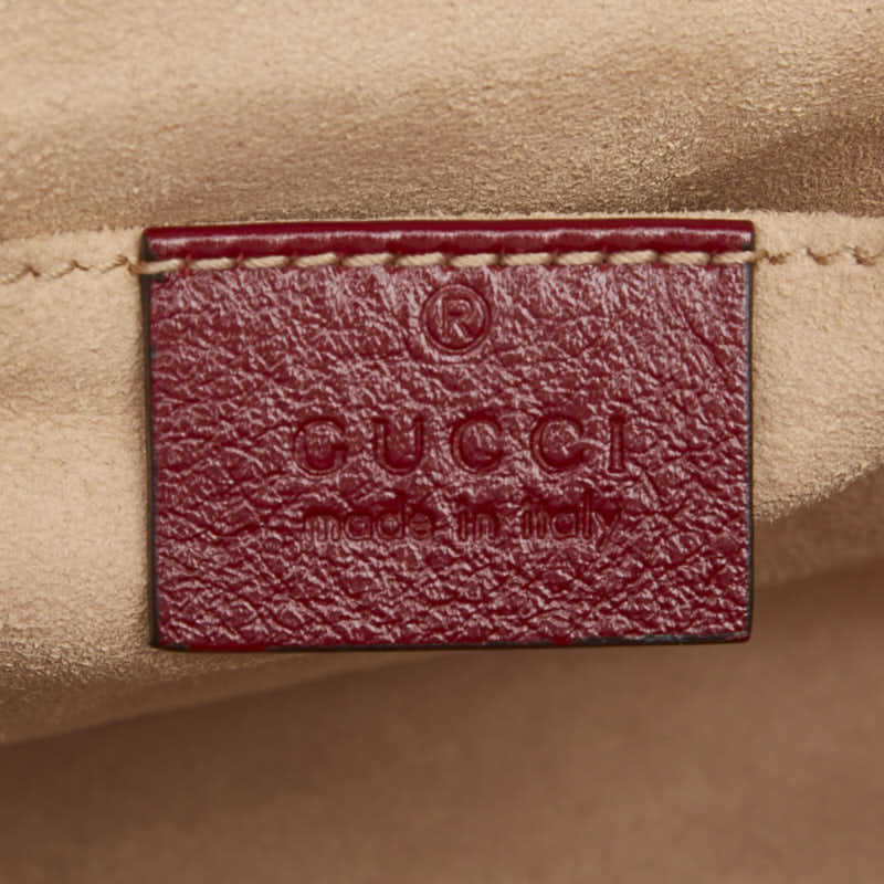 グッチ GGマーモント キルティング チェーン ショルダーバッグ 446744 ベージュ レッド キャンバス レザー レディース GUCCI 【中古】