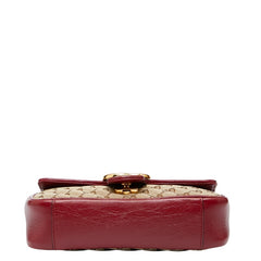 グッチ GGマーモント キルティング チェーン ショルダーバッグ 446744 ベージュ レッド キャンバス レザー レディース GUCCI 【中古】