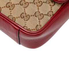 グッチ GGマーモント キルティング チェーン ショルダーバッグ 446744 ベージュ レッド キャンバス レザー レディース GUCCI 【中古】