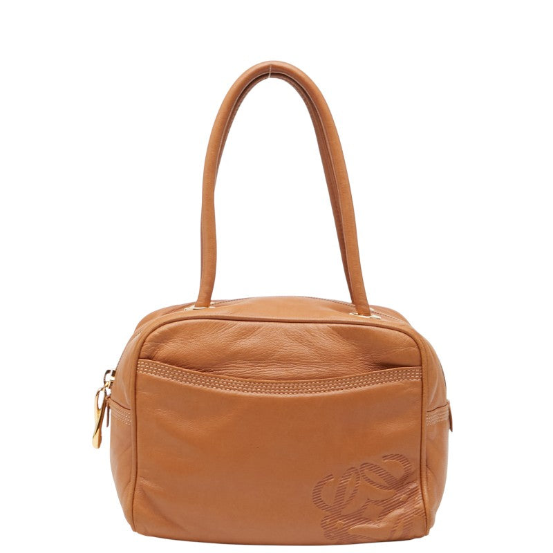 ロエベ アナグラム ミニハンドバッグ ブラウン レザー レディース LOEWE 【中古】