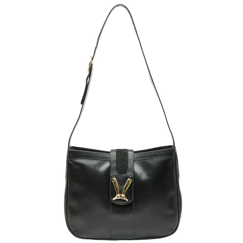 グッチ オールドグッチ ショルダーバッグ ブラック レザー レディース GUCCI 【中古】
