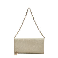 グッチ グッチシマ 長財布 チェーンウォレット 2WAY 224262 ホワイト レザー レディース GUCCI 【中古】
